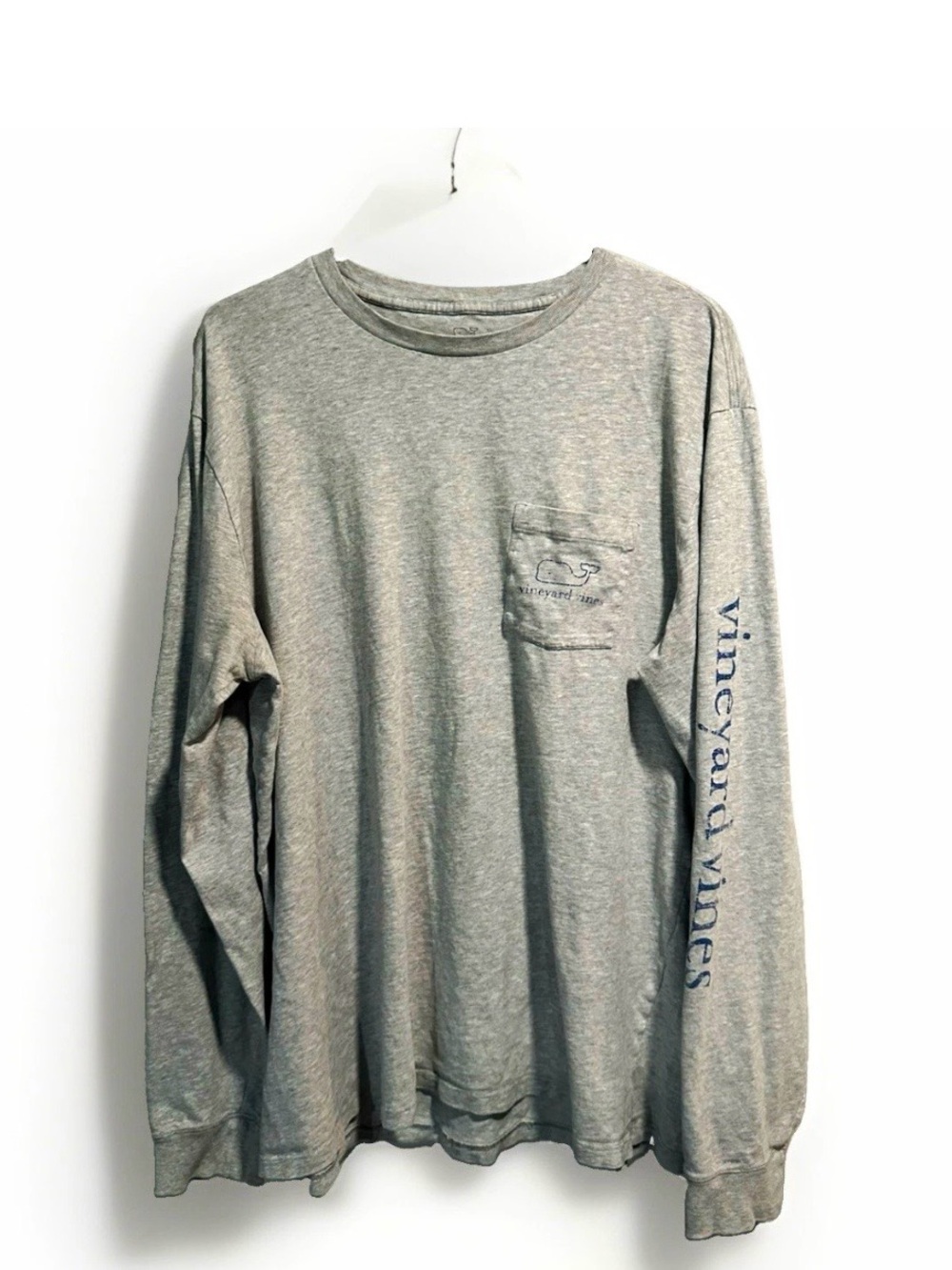 Vineyard Vines Men's Long Sleeve Pocket Tee in Heather Gray
